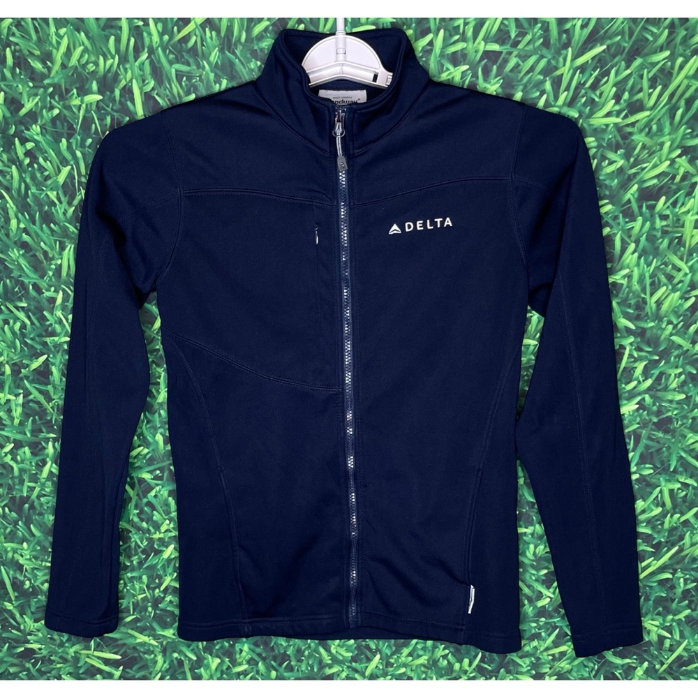 Delta Airlines Landway Fleece Navy Blue Women’s Small Full Zip Jacket Employee